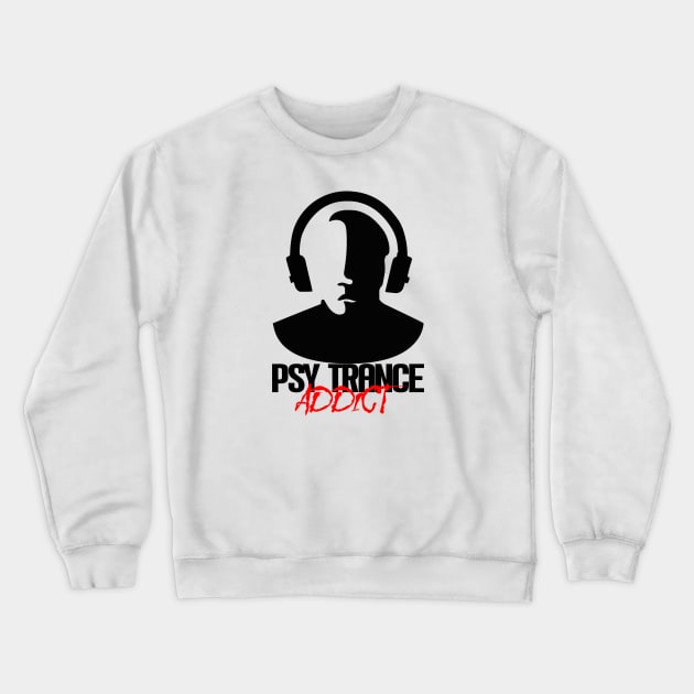 Psy Trance Addict - Black Crewneck Sweatshirt by SimpleWorksSK